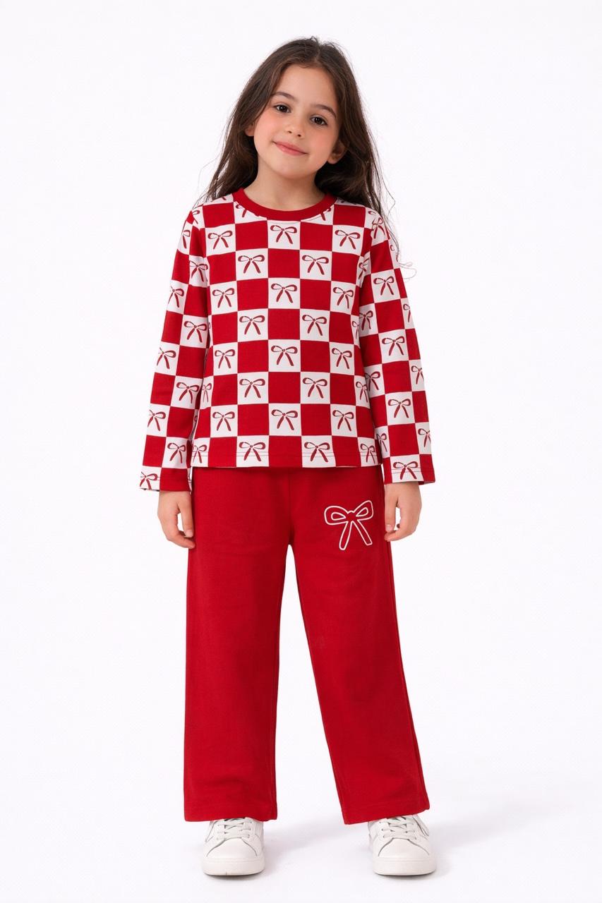 Red & White - Checkered Lounge Set (For Summers)