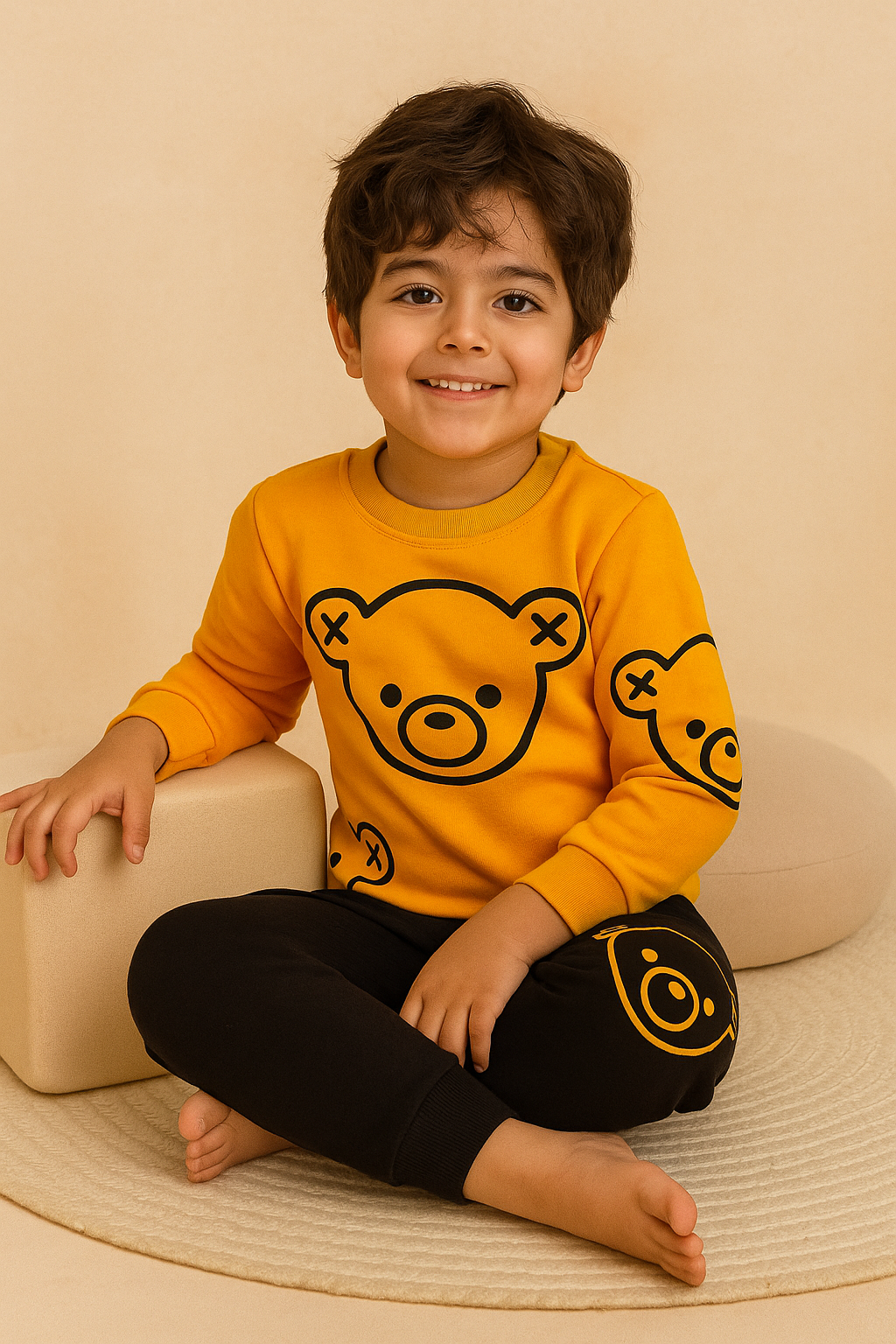 Unisex Winter Tracksuit - Cute Bear (Yellow & Black)