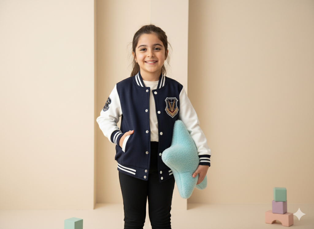 Varsity Style Jacket (Navy & White)