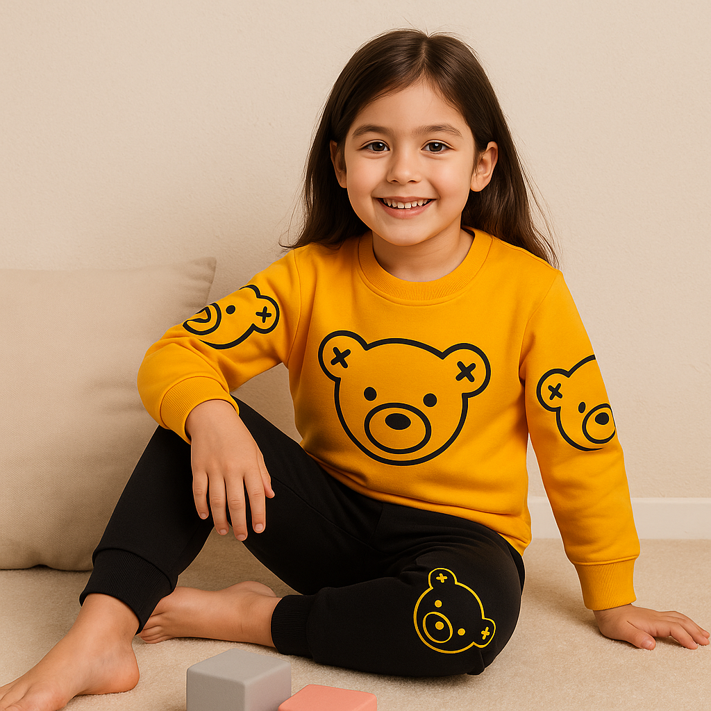 Unisex Winter Tracksuit - Cute Bear (Yellow & Black)